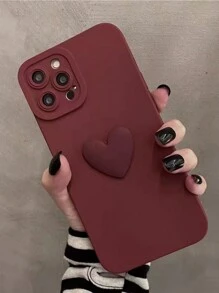 Burgundy Heart Anti-Fall Phone Case Compatible With Iphone - Burgundy - View 1