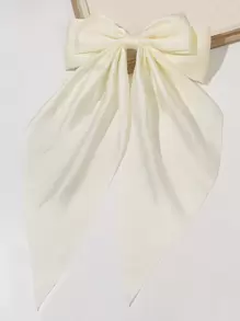 1入組白色超大蝴蝶髮夾,簡約純色,優雅的公主風格適合茶會和舞蹈裙,紋理面料流蘇,時尚多用途女士頭飾 - 白色 - 查看 1