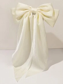 1入組白色超大蝴蝶髮夾,簡約純色,優雅的公主風格適合茶會和舞蹈裙,紋理面料流蘇,時尚多用途女士頭飾 - 白色 - 查看 4