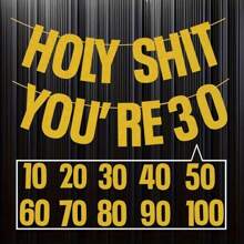 Peabownn 1套戶外運動主題生日派對裝飾橫幅,適用於男女生日派對,金色閃亮生日裝飾 - 金色 - 查看 1