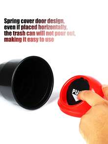 汽車杯子形狀的迷你垃圾桶,帶圓形彈簧翻蓋 - 創意車輛收納內飾配件 - 黑色 - 查看 5