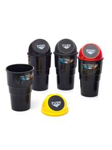 汽車杯子形狀的迷你垃圾桶,帶圓形彈簧翻蓋 - 創意車輛收納內飾配件 - 黑色 - 查看 7