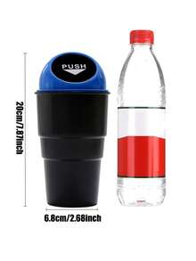 汽車杯子形狀的迷你垃圾桶,帶圓形彈簧翻蓋 - 創意車輛收納內飾配件 - 黑色 - 查看 4