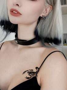 15pcs Temporary Tattoo Stickers Set, Small Size And Realistic Looking, Including Black Spider, Scorpion, Snake Pattern - Black - View 4