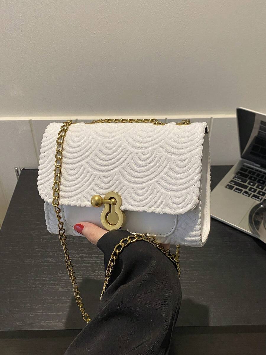 法式風格女士專屬包款2023新款,高端時尚單肩斜跨包 - 白色 - 查看 1