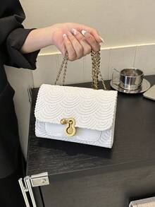 法式風格女士專屬包款2023新款,高端時尚單肩斜跨包 - 白色 - 查看 4