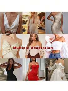 隱形彈性布推進胸貼，無縫防下垂和向外擴張，使用彈性布帶集中胸部