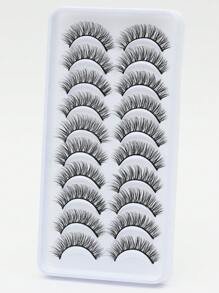 10 Đôi Mi Xoăn Rậm Lông Tự Nhiên Nối Dài Lông Tơ Nhân Tạo Kịch Tính 3D Chồn Mi Cây Nối Mi Dụng Cụ - màu đen - Xem 4