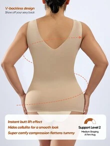 Open Bust Sculpting Chest Support Body Shaper Dress For Women Mesh One Piece Full Slip Tummy Control Shapewear With Adjustable Strap - Apricot - View 2