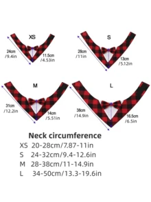 1pc Pet Bandana, Black & Red Plaid & Snowflake Printing, With Bow Tie, Dog Drool Scarf For Wedding, Christmas Decoration - Red - View 2