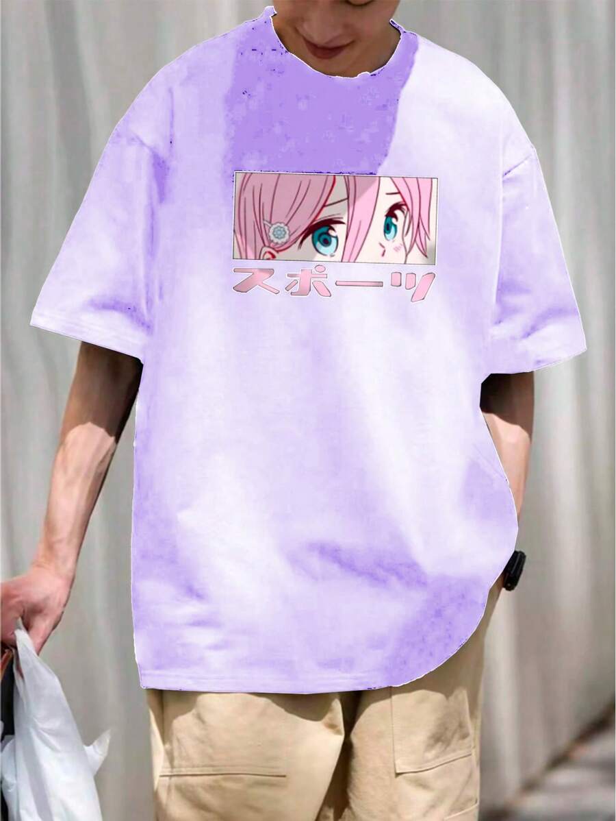 Camiseta Long Linne Trumbrl Anime Japão Streetwear Sweg Oversized Manga Curta Ombro Caido Oversized Life Style Unissex