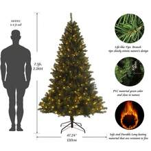 Pre-lit Christmas Tree 7.5ft Artificial Hinged Xmas Tree with 400 Pre-strung Led Lights Foldable Stand - 米色 - 查看 2