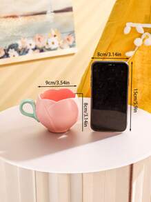 1pc Delicate Vintage Tulip Coffee Cup With Beautiful Flower Design, Ceramic Teacup For Afternoon Tea - Multicolor - View 3