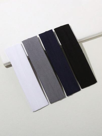 4件套校园风简约发圈，休闲运动发带，头巾发带，吸汗发带，校园用品，大学用品，秋冬季女士发饰，度假装扮，优雅围巾，柔软头巾