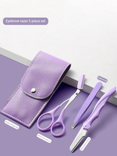 Eyebrow Grooming Kit With Professional Slanted Eyebrow Tweezer, Beauty Scissors With Comb And Eyebrow Razor Kit - For Shaping & Trimming Eyebrow,Makeup,Cheap,Room Decor,Vanity,Travel,Bedroom,Makeup Accessories