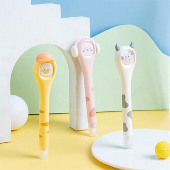 2pcs Creative Pen-Shaped Correction Tape, Cute Animal Print Correcting Tape, Easy To Store And Carry, Random Design