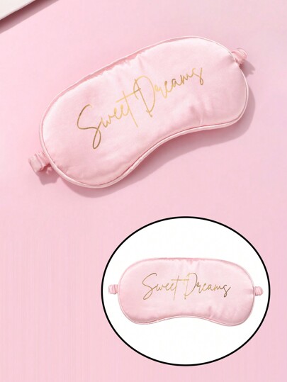 Mädchen 1 Stück Sleeping Mask Samt Goldfolie Muster, süß Traum englisch Buchstabe , Geeignet für Tägliches Tragen