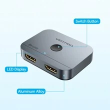 VENTION HDMI Switch 8K@60Hz, HDMI 2.1 Splitter Powered 2 In 1 Out 4K@120Hz 48Gbps Aluminum Bi-Directional Switcher 1 In 2 Out HDMI Hub Compatible With PS4/5 Blu-Ray Player Fire Stick Roku HDTV