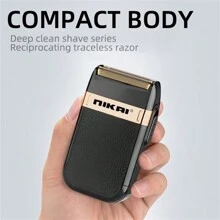 Cortapelo De Barba Nk-7708 Razor Con Usb, Reciprocating Razor Ipx4, Afeitadora Eléctrica A Prueba De Agua Para Hombres, Mini Afeitadora Eléctrica Portátil Recargable Con Cabezal De Afeitado Resistente Al Agua, Afeitadora De Viaje - Negro - Ver 4