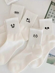 Vớ thủy thủ đoàn nữ Thêu Hoạt hình - trắng - Xem 1