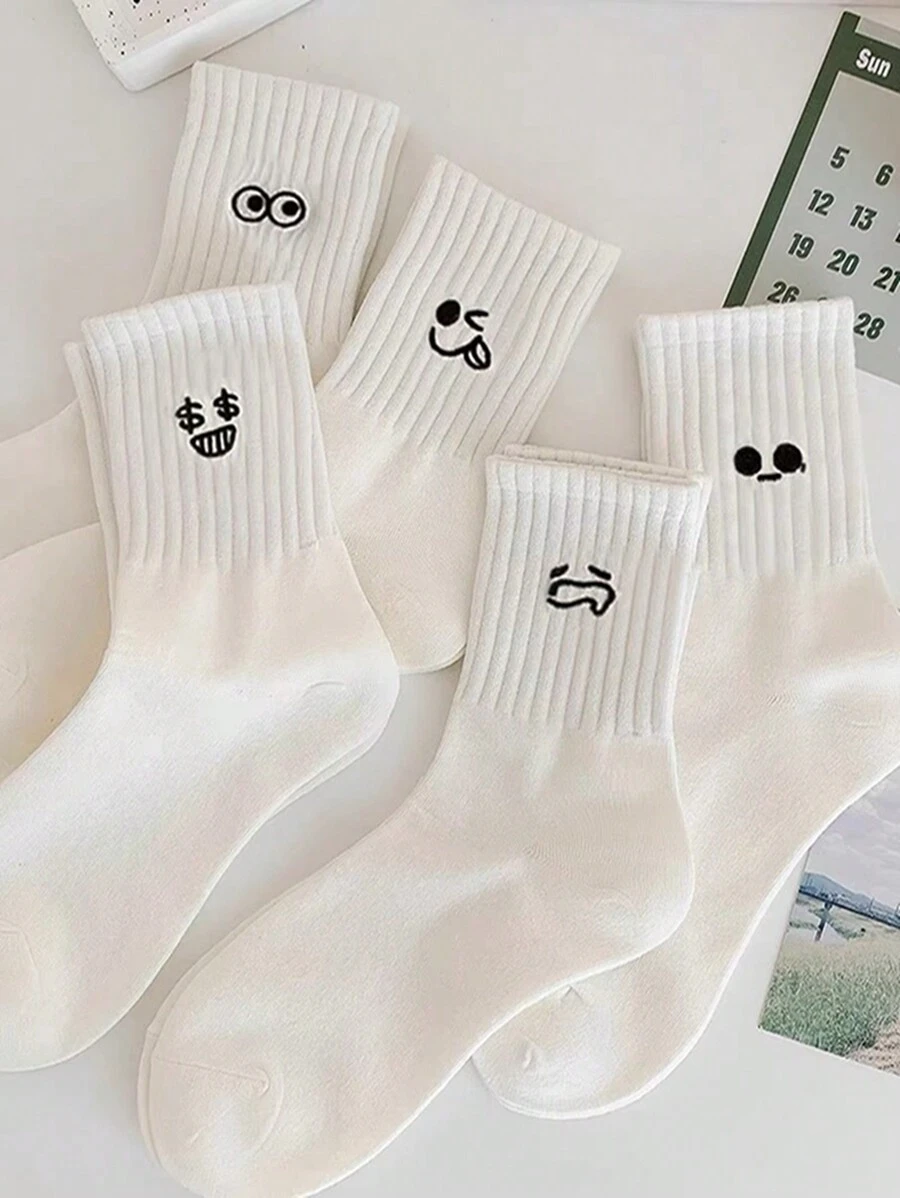 Vớ thủy thủ đoàn nữ Thêu Hoạt hình - trắng - Xem 1