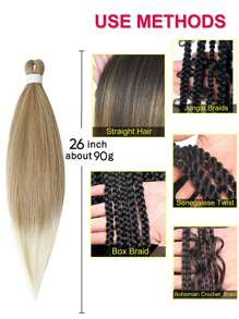Fiber Synthetic Big Braids 26 Inches Gradient Brown & White Color Hair Extensions Easy Braid Faux Locs For Braiding Twists And Dreads (1pc)