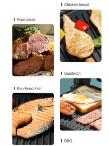 1 Pieza Fabricante De Desayuno Multifuncional 3 En 1 Para Freír Huevo, Hacer Sándwich Y Filete - Negro - Ver 3