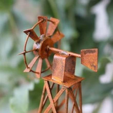 1入組小型風車鏽蝕金屬迷你童話花園房子花園擺設裝飾配件 - Windmill (9.0 x 5.0 x 8.5cm) - 查看 2