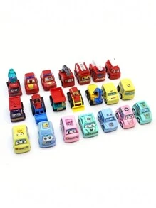 1 bolsa, 6 piezas, juegos de coches, modelo de vehículo, colores y patrones aleatorios, modelo de camión de bomberos, juguetes de coche, vehículo de ingeniería inercial - Rojo - Ver 9