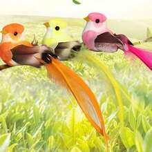 6入組羽毛和綠植包裹的逼真鳥裝飾手工藝品,完美為您的家庭和花園增添美感和歡樂