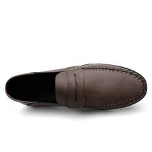 Men's Simple Slip-on Loafers With Flat Sole, Anti-slip & Comfortable For Driving - Grey - View 8