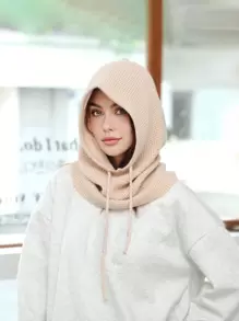 1pc Women's Winter Warm Scarf & Knitted Hat Set With Earflaps - White - View 12