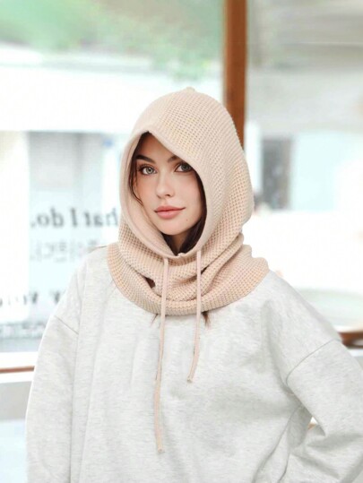 1pc Women's Winter Warm Scarf With Knitted Beanie Hat & Ear Flap