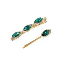 流行髮飾水晶彈簧夾帶有馬眼設計,韓國風格髮夾頭飾 - 金色 - 查看 5