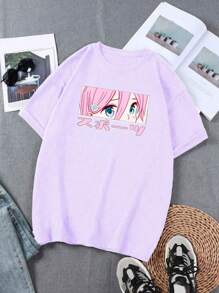Camiseta Long Linne Trumbrl Anime Japão Streetwear Sweg Oversized Manga Curta Ombro Caido Oversized Life Style Unissex