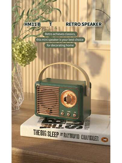 AyeBeau Wireless Bluetooth Speaker, Portable Sound Music Box, Subwoofer, Handsfree Speaker, Battery Capacity 400mAh 1.48Wh, Retro Mini Portable Audio, Supports Card Reader And Radio