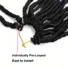 24-Inch Faux Dreadlocks Crochet Braided Wig, 1 Pack, Soft Crochet Braided Wig, New Wavy Goddess Dreadlocks Crochet Braided Wig, Pre-Looped Crochet Wig, For Women (24-Inch, 1B) - Black - View 3