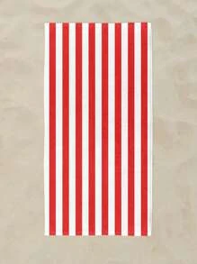 1pc Striped Bath Towel, Pool Towel, Beach Towel, 27x59 Inches, Soft, Absorbent, Sand-Free, Suitable For Hotel, Resort, Swimming, Multi-Purpose Use - Red - View 5