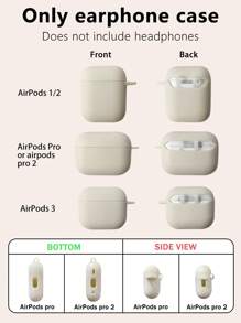 1pc Minimalist Matte Beige Bluetooth Earphone Protective Case, Fashion & Versatile, Comes With 1pc Earphone Case Hook - Beige - View 6