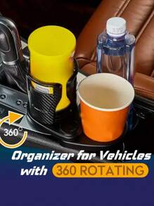 1pc Car Cup Holder Expander For Car Adapter Adjustable Multifunctional Dual Cup Holder With Phone Holder Aromatherapy Organizer Car Accessories - Black - View 2