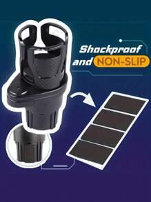 1pc Car Cup Holder Expander For Car Adapter Adjustable Multifunctional Dual Cup Holder With Phone Holder Aromatherapy Organizer Car Accessories - Black - View 4