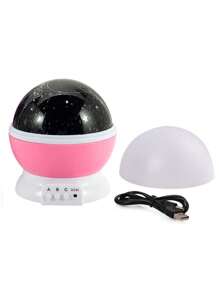 1pc Fantasy 7-Color Rotating Starry Sky Projection Light, USB & Battery Powered Dual-Use, Suitable As Christmas Night Light, Kid's Room Decor, Holiday Atmosphere Light, LED Romantic Starry Sky Moon Projector