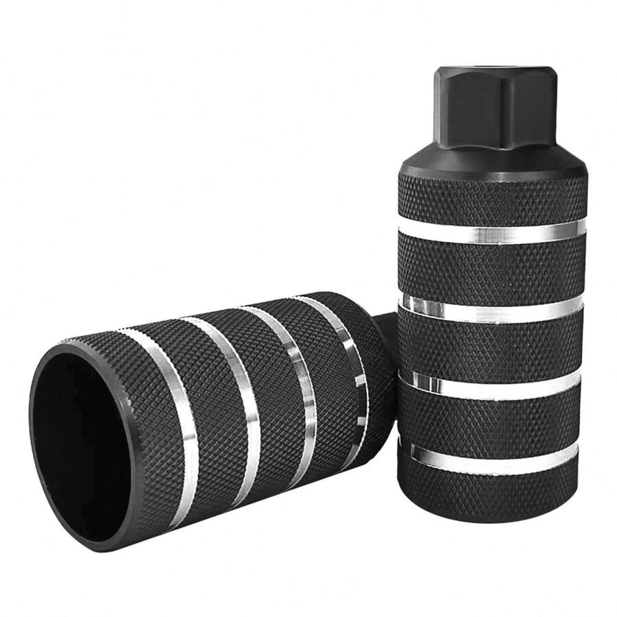 Lecute 2 Diablitos Gigantes Para Bicicleta Aluminio Gruesos Cromados Resistentes Bmx Cilindros diablos accesorios - Negro - Ver 1