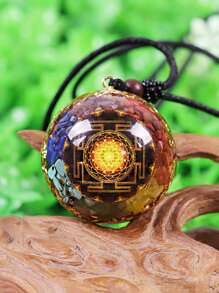 1pc Tiger Eye Natural Stone Orgone Necklace Chakra Reiki Meditation Energy Orgone Pendant, Unisex Resin Adjustable Jewelry Gift