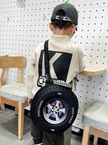 1入兒童卡通pvc蛋殼胎背包,帶拉鍊休閒背包 - 黑色 - 查看 2