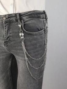 1 Pieza Cadena Para Pantalón De Hombre - Plateado - Ver 4