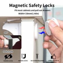 3M 34pcs/Set Multifunctional Child Safety Lock For Cabinet Door & Drawer With Magnetic Locks, Keys And Installation Brackets Includedbaby Shower Family Decorations Gifts