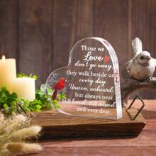 父母離世悼念禮物紅色紀念喪禮亞克力心形慰問禮物以悼念失去的愛人為紀念,用於桌上中心裝飾的紀念品、聖誕裝飾和聖誕禮物 - 白色 - 查看 2