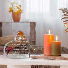 父母離世悼念禮物紅色紀念喪禮亞克力心形慰問禮物以悼念失去的愛人為紀念,用於桌上中心裝飾的紀念品、聖誕裝飾和聖誕禮物 - 白色 - 查看 5