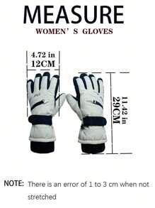 1 双女士时尚字母印花奶油色手套，触摸屏，冬季保暖，厚保暖内衬，户外徒步、登山、滑雪和骑行手套，防滑、防风、钩环和罗纹袖口设计，保暖，冬季手套，暖手器，滑雪手套，雪地手套 - 米色 - 查看 2